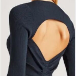 NWT REMAIN BIRGER CHRISTENSEN Blue Serena open-back stretch-knit top Size 8